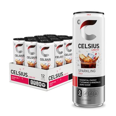 CELSIUS Sparkling Cola, Functional Essential Energy Drink 12 Fl Oz (Pack of 12)