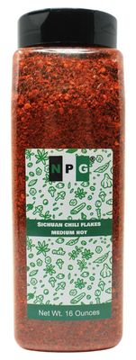 NPG Authentic Sichuan Chili Flakes 1LB 16 Ounces, Medium Hot, Szechuan Crushed Red Pepper Flakes Powder Bulk, Spice Seasoning for Making Kimchi, Chili Oil, Stir-fry, Pizza, Salads, BBQ, and Tacos