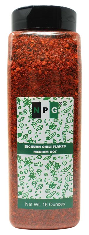 NPG Authentic Sichuan Chili Flakes 1LB 16 Ounces, Medium Hot, Szechuan Crushed Red Pepper Flakes Powder Bulk, Spice Seasoning for Making Kimchi, Chili Oil, Stir-fry, Pizza, Salads, BBQ, and Tacos