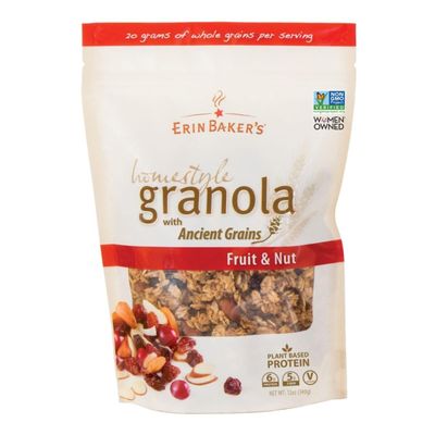 Erin Baker&#39;s Homestyle Granola - Fruit &amp; Nut, Ancient Grains, Vegan, Non-GMO Cereal - 12 Ounce, 6-Pack - 00501
