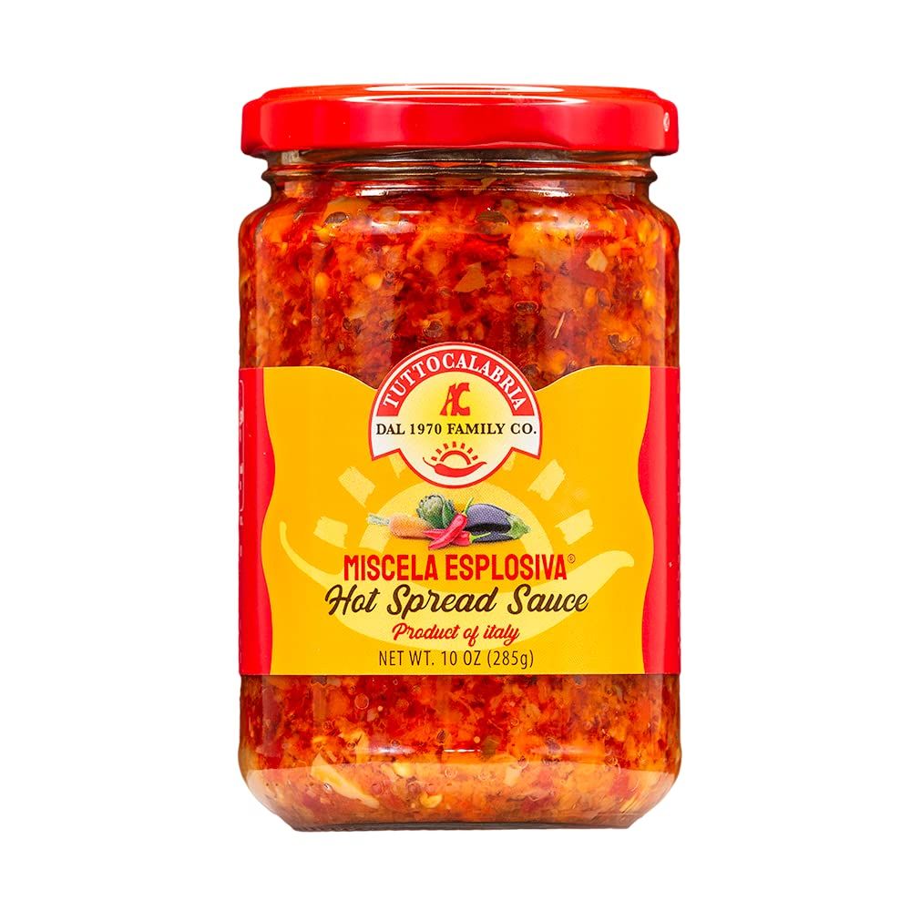 Hot Spread Sauce, Miscela Esplosiva, TuttoCalabria, 10 OZ (285g), Minced Calabrian Chili &amp; Giardiniera Vegetables