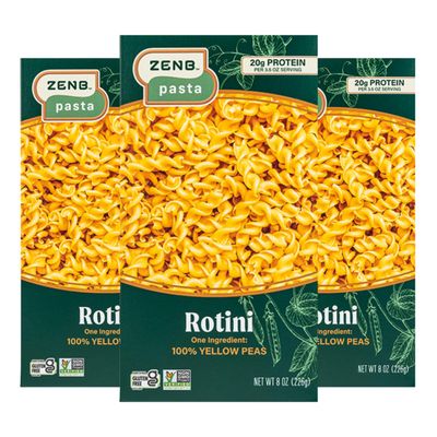 ZENB Plant Based Rotini Pasta - Made From 100% Yellow Peas, Gluten Free, Non-GMO &amp; Vegan, 20g of Protein &amp; 12g of Fiber In Every Serving - (Pack of 3)