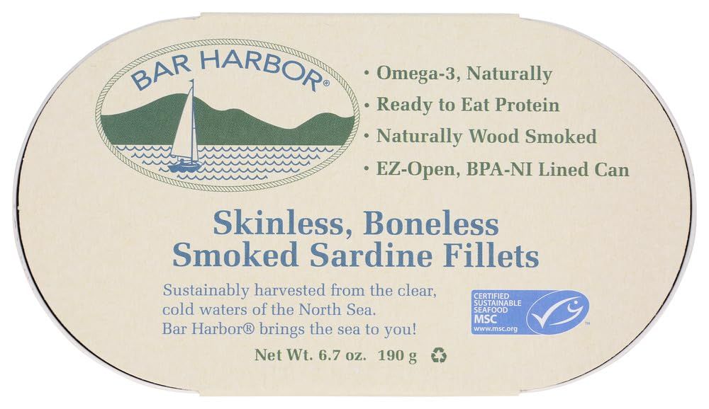 BAR HARBOR Skinless Boneless Smoked Sardine Fillets 6 oz (Pack of 2)