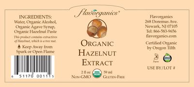 Flavorganics Organic Extract, Hazelnut, 2 Ounce