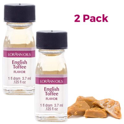LorAnn English Toffee SS Flavor, 1 dram bottle (.0125 fl oz - 3.7ml - 1 teaspoon) - 2 pack