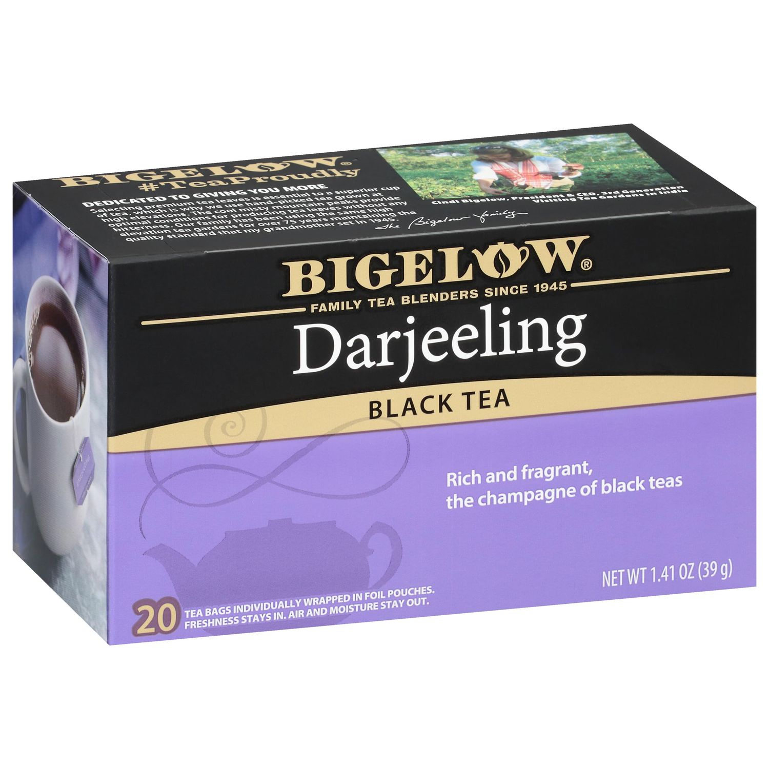 Bigelow Tea Darjeeling Black Tea, Caffeinated Tea, 20 Count Box (Pack of 6), 120 Total Tea Bags