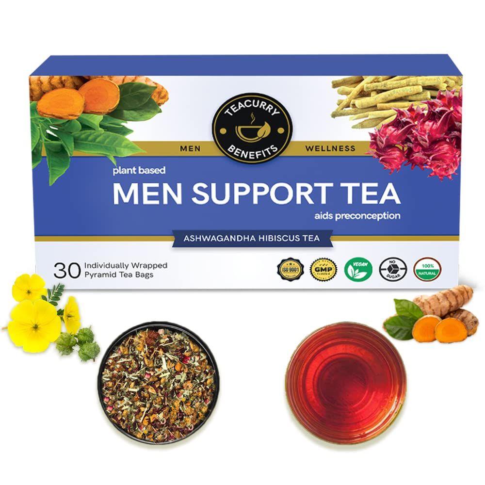 Teacurry Men Fertility Tea (1 Month Pack, 30 Tea Bags) - Fertility Tea for Men, Natural Herbal Tea to Support Reproductive Health - Men Fertili Tea