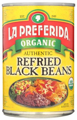 La Preferida Organic Refried Black Beans, 15 oz (Pack of 12)