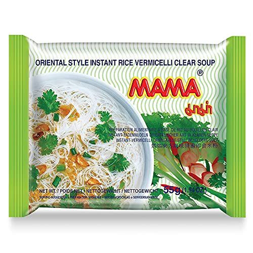 MAMA Noodles Vermicelli Clear Soup Instant Rice Noodles w/Delicious Thai Flavors, Hot &amp; Spicy Noodles, No Trans Fat w/Fewer Calories Than Deep Fried Noodles 30 Pack