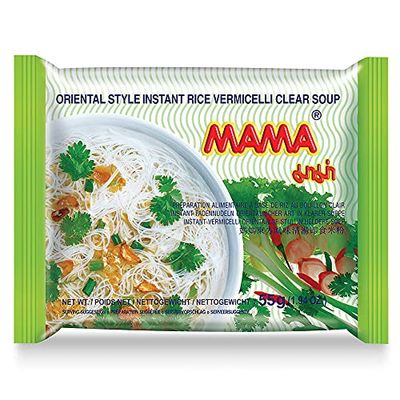 MAMA Noodles Vermicelli Clear Soup Instant Rice Noodles w/Delicious Thai Flavors, Hot &amp; Spicy Noodles, No Trans Fat w/Fewer Calories Than Deep Fried Noodles 30 Pack