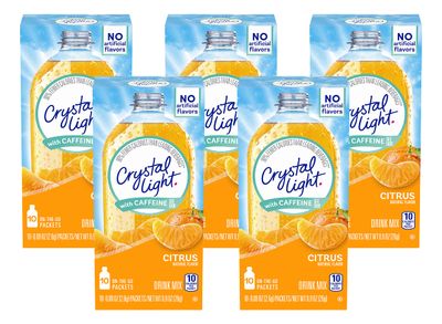 Crystal Light Citrus On-The-Go Powdered Drink Mix with Caffeine, 10 ct. (Pack of 5)