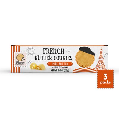 Pierre Biscuiterie French Butter Cookies 22% Butter 4.41 Ounce (Pack of 3)