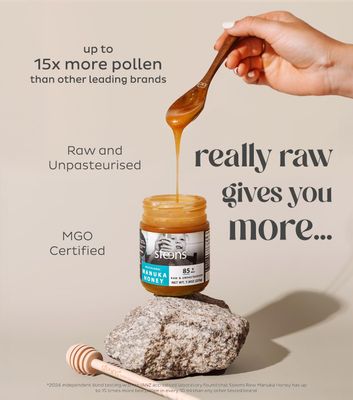 Steens Manuka Honey - MGO 85+ - Pure &amp; Raw 100% Certified multifloral Manuka Honey - Bottled and Sealed in New Zealand - 4 x 7.9 oz