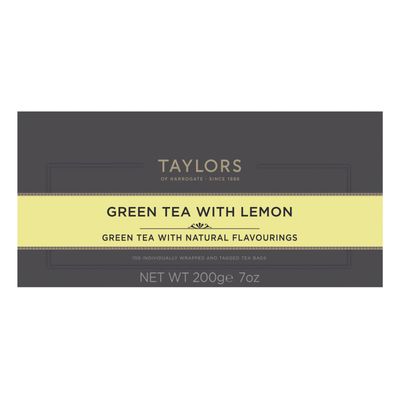 Taylors of Harrogate Green Tea with Lemon, 100 Count (Pack of 1)