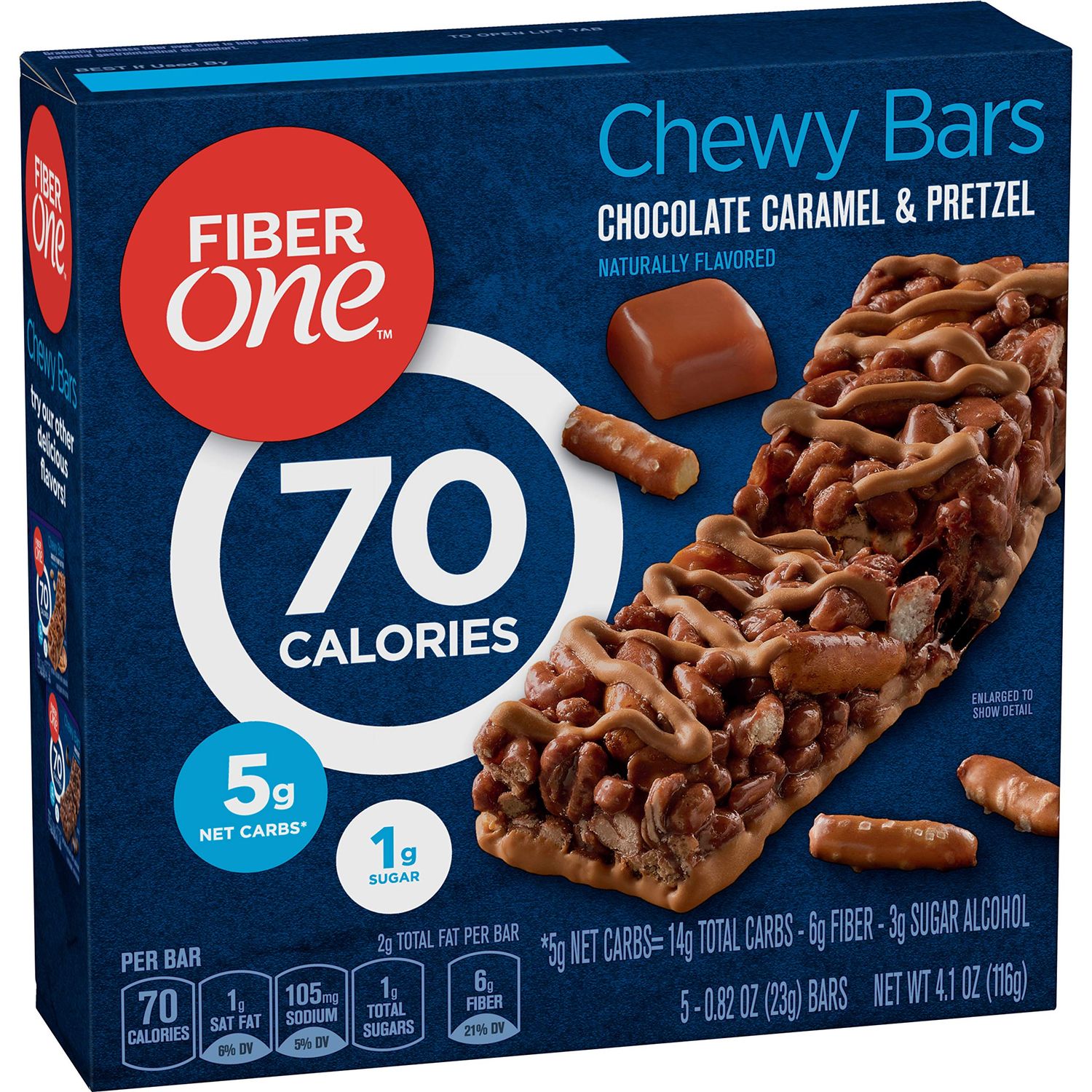 Fiber One 70 Calorie Chocolate Caramel &amp; Pretzel, 5 Bars