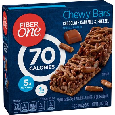 Fiber One 70 Calorie Chocolate Caramel &amp; Pretzel, 5 Bars