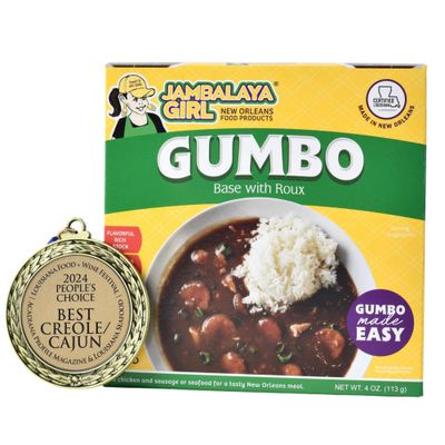 Gumbo Base with Roux Mix 4 oz. (1 Pack) - Gumbo Made Easy - Authentic Louisiana Base Mix - More Flavor, Less Heat by Jambalaya Girl
