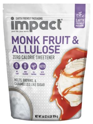 Impact - Monk Fruit Allulose Sweetener - Crystalized Blend - Zero Calorie, Keto Friendly Sugar Substitute - Baking Essential with Plastic-free Packaging - 4lbs