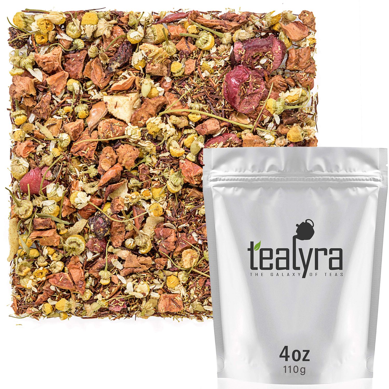 Tealyra - Tranquil Nights - Chamomile Fruity - Herbal Tea - Loose Leaf Tea - Calming &amp; Relax Tea - Caffeine Free - All Natural Ingredients - 110g (4-ounce)