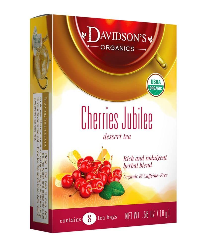 Davidson&#39;s Organics, Cherries Jubilee, 8-count Tea Bags, Pack of 12