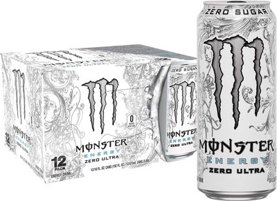 Monster Energy Zero Ultra, Sugar Free Energy Drink, 16 Ounce (Pack of 12)