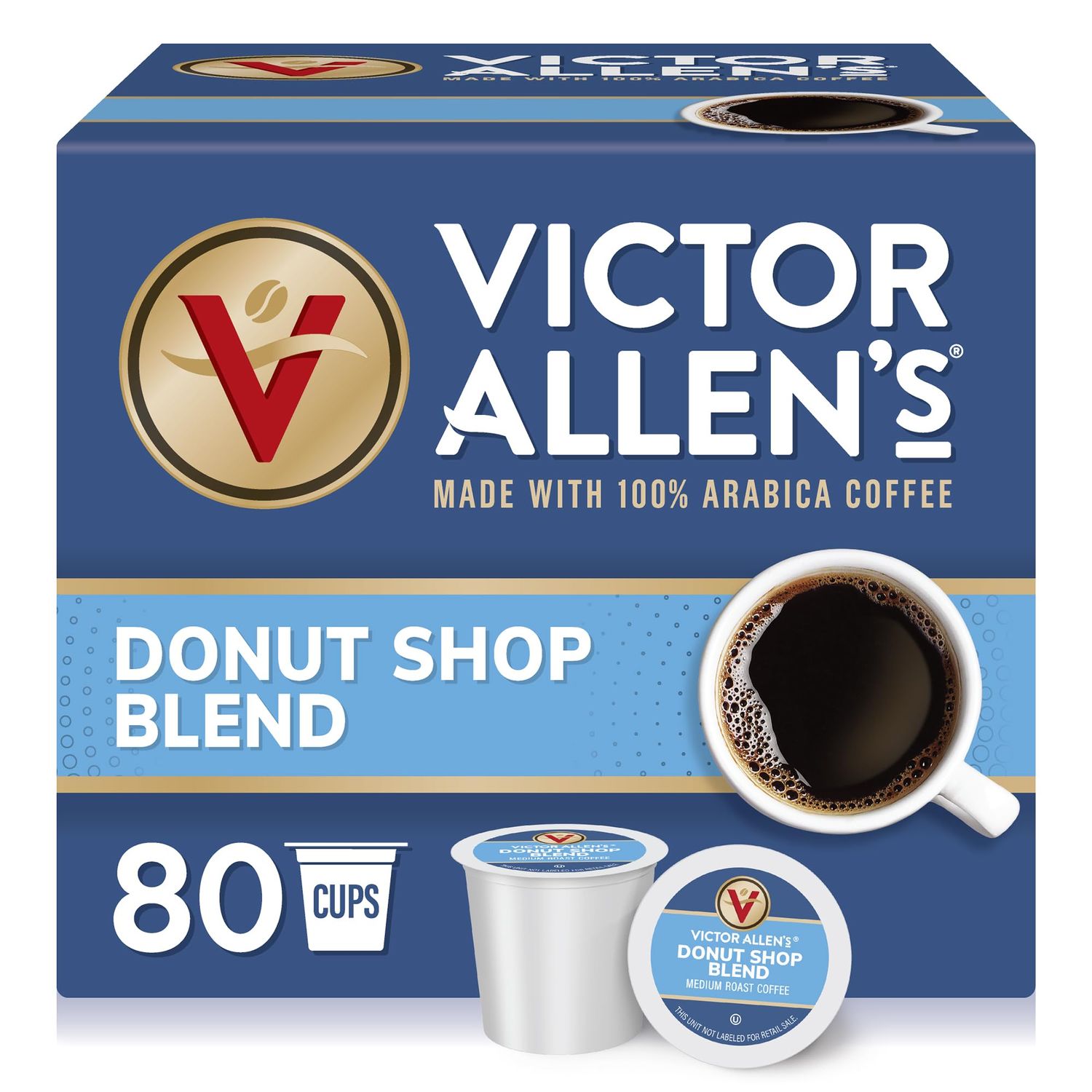 Victor Allen&#39;s Coffee Donut Shop Blend, Medium Roast, 80 Count, Single Serve Coffee Pods for Keurig K-Cup Brewers