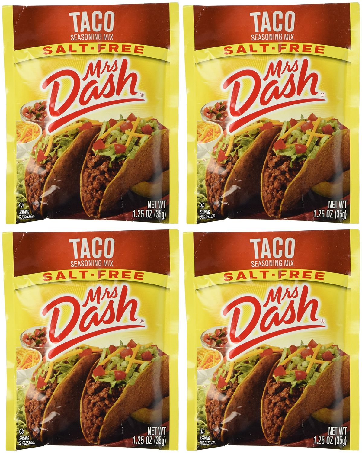 Mrs Dash Salt Free Taco Seasoning Mix (1.25 oz Packets) 4 Pack