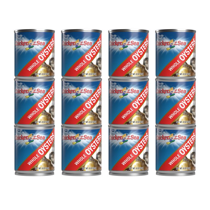 Pacific Pearl Whole Oysters 8 oz Can (Pack of 12)