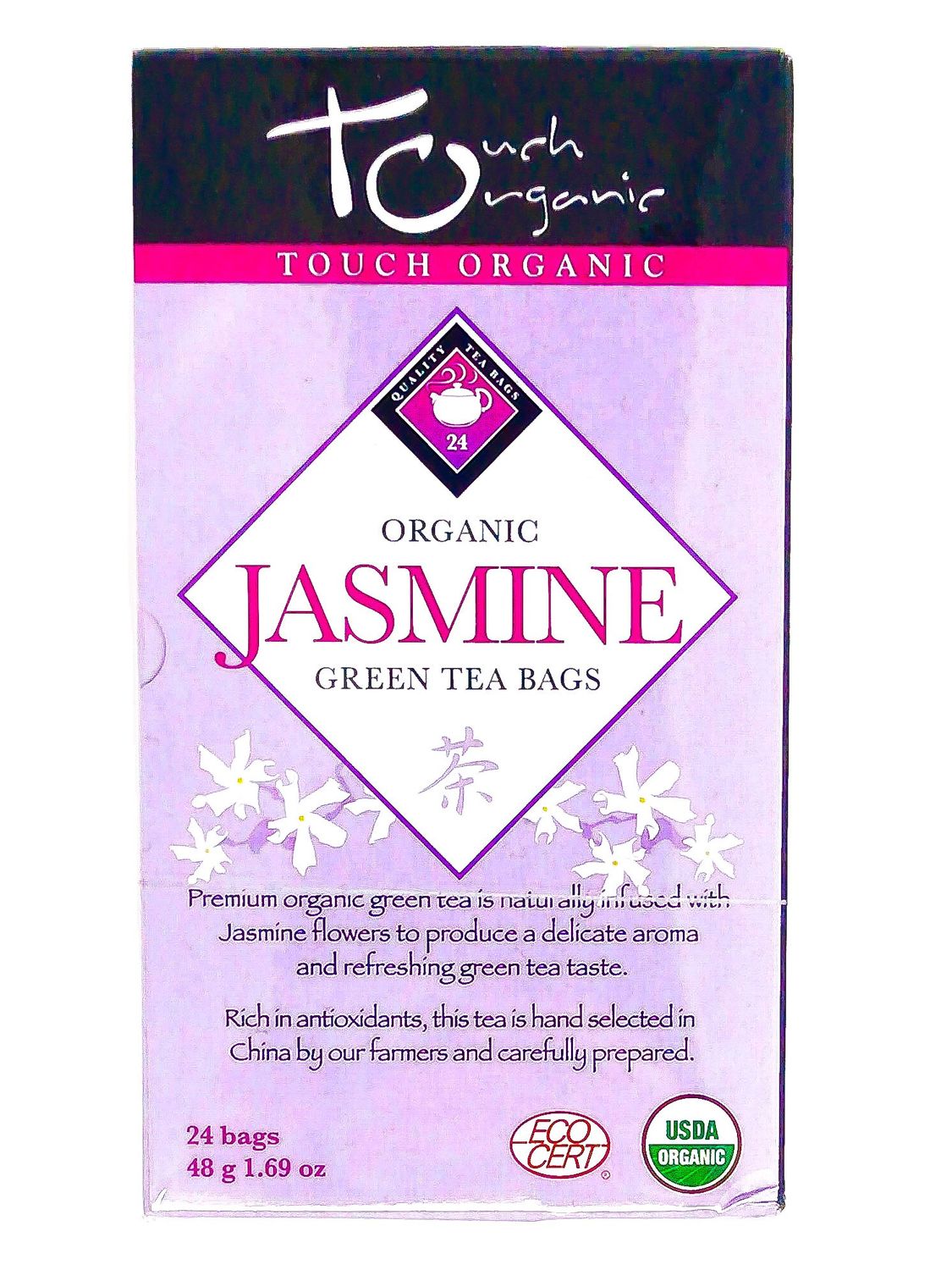 Touch Organic Jasmine Green Tea Bags, 24 count, 1.69 Ounces (1 Box)