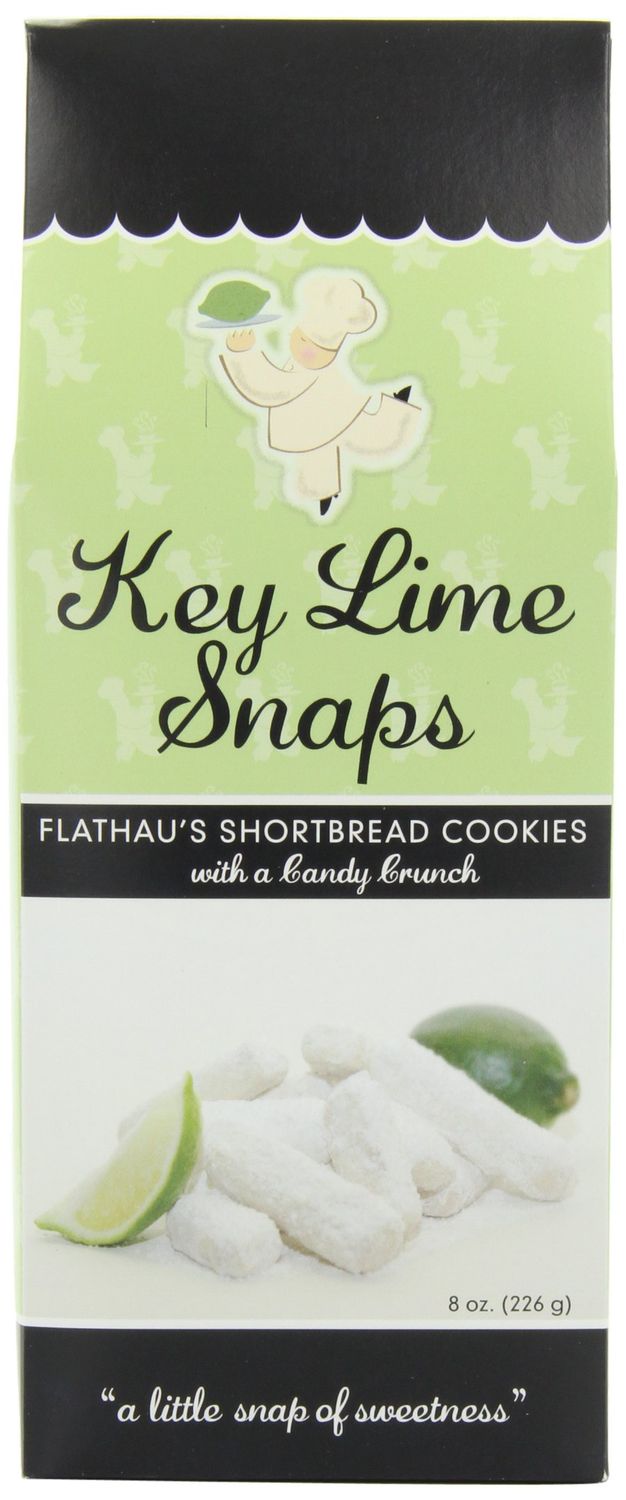 Flathau&#39;s Fine Foods Key Lime Snaps, Powdered Shortbread Cookies, 8-Ounce Boxes (Pack of 6)