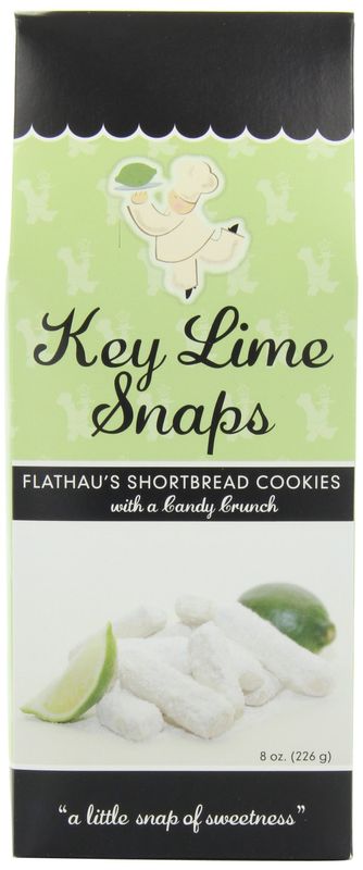 Flathau's Fine Foods Key Lime Snaps, Powdered Shortbread Cookies, 8-Ounce Boxes (Pack of 6)