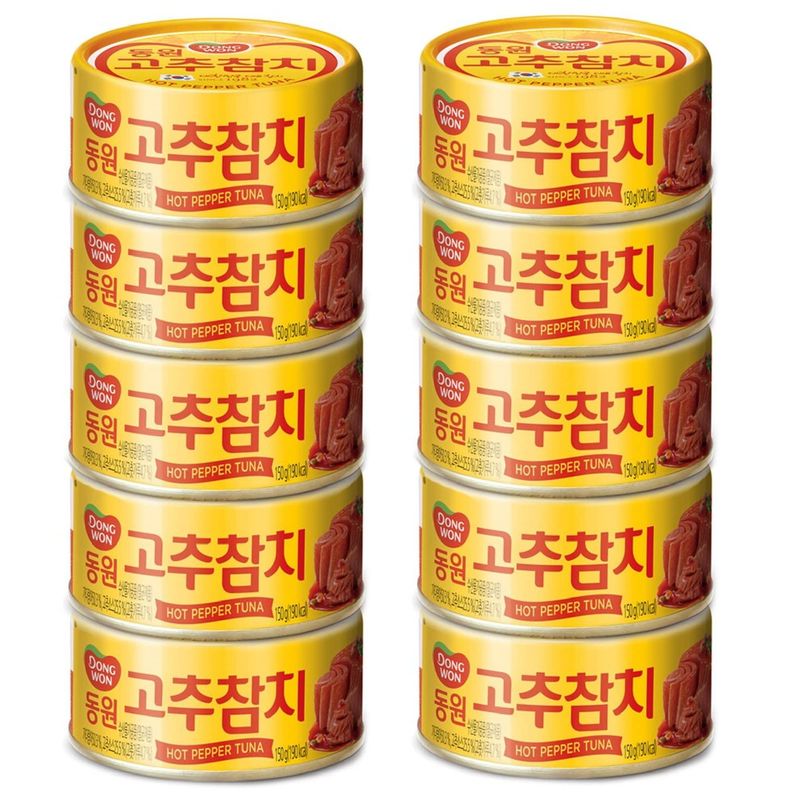 Dongwon Tuna Can Hot Pepper Sauce, 100g(3.5oz) x 10can - Korean Canned Tuna