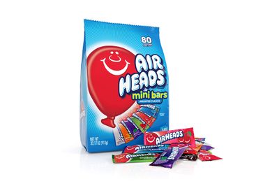 Airheads 80 Mini Bars, Chewy Fun Taffy Candy, Assorted Fruit Flavors, Back to School for Kids, Non Melting, Party 32.17oz (80 Count)