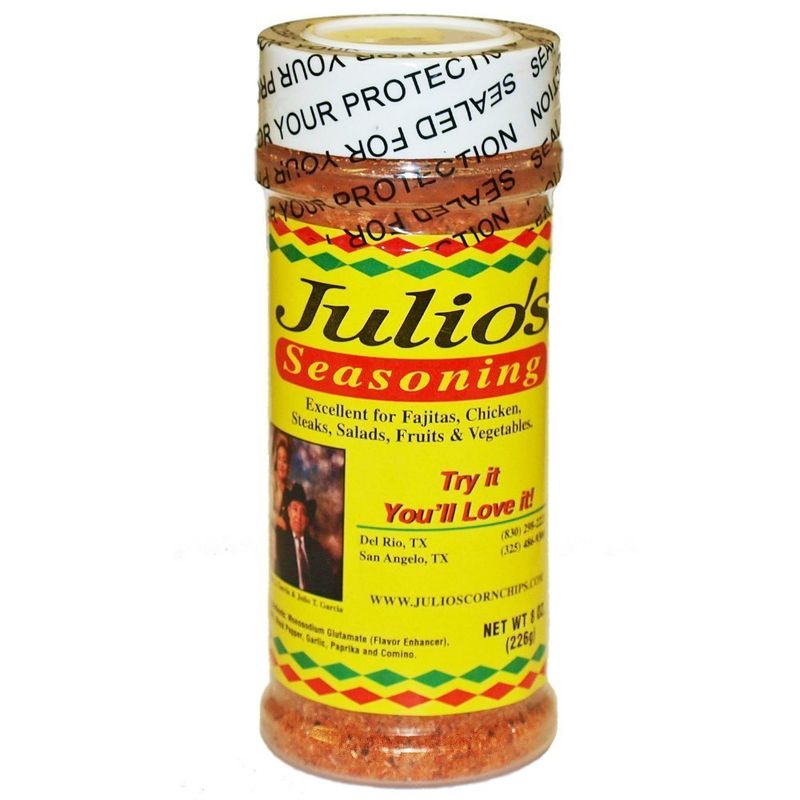 Julio&#39;s Tortilla Chips Famous Seasoning Bottle, 8 oz.
