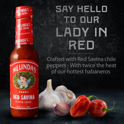 Melindas Red Savina Pepper Hot Sauce - Craft Extra Spicy Habanero Hot Sauce - Made with Fresh Ingredients, Red Savina Peppers, Vinegar, Carrot, Onion - 5oz, 1 Pack
