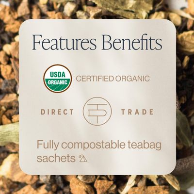Rishi Tea Masala Chai Tea - Organic Sachet Tea Bags, Assam Black Tea Blend with Whole Spices, Energizing &amp; Caffeinated - 15 Count (Pack of 1)