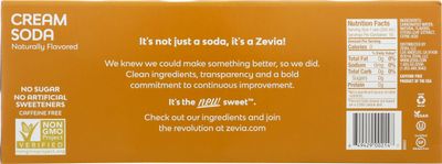 Zevia Zero Calorie Soda, Cream, 12 Fluid Ounce