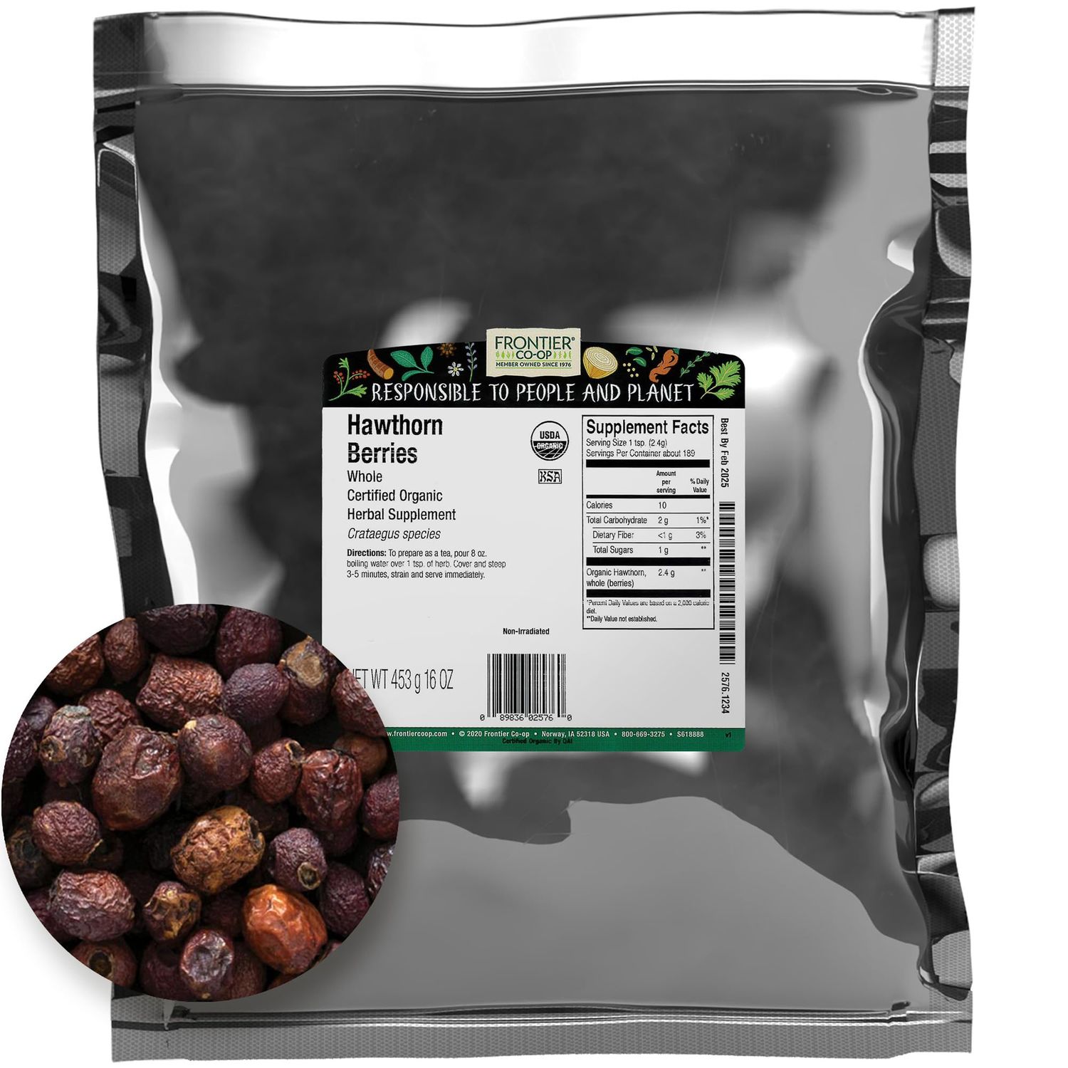 Frontier Co-op Organic Hawthorn Berries, 16 oz