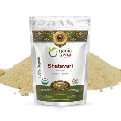 Organic Way Shatavari Powder (Asparagus racemosus) - Kosher &amp; USDA Certified | Vegan, Non-GMO &amp; Gluten Free | Tested for Heavy Metal and Purity | Resealable Bag | 100% Raw from India (1/2LBS / 8Oz)