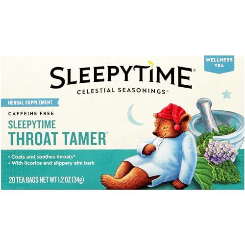 Celestial Seasonings Wellness Tea, Sleepytime Throat Tamer, Caffeine Free Sleep Tea, 20 Tea Bags
