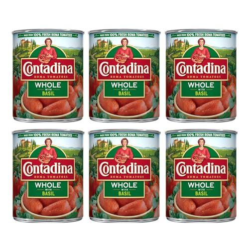 Contadina Whole Peeled Tomatoes with Basil, 28 oz (Pack of 6 Cans)
