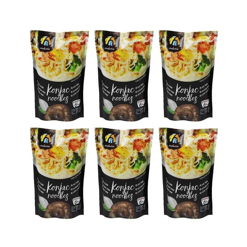 Hethstia Konjac Noodle Fettuccine Low Carb Miracle Noodle Gluten-Free Shirataki Noodle, 57.14 Oz Keto Konjac Pasta, Vegan, Low Calorie Pasta, Non-GMO, Sugar Free (6-Pack)