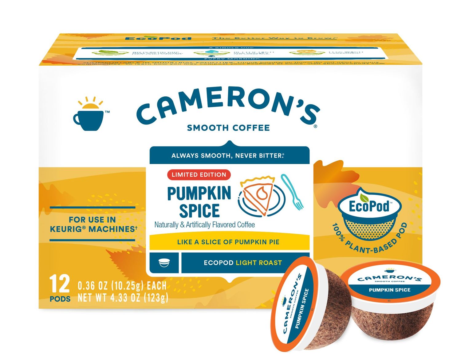 Cameron&#39;s Coffee Holiday Single Serve Pods, Flavored, Pumpkin Spice, 12 Count