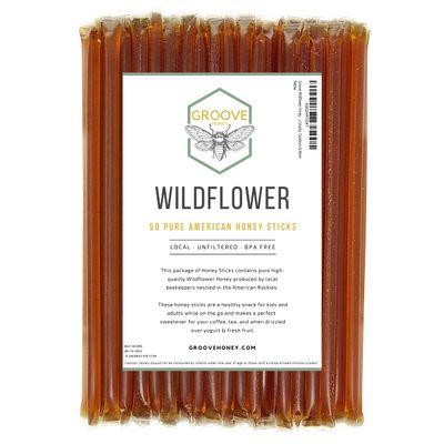 Wildflower Honey Sticks for Tea, Travel &amp; Snacks - Premium Grade Pure Honey Packets are Farm Fresh from US Beekeepers - Each Honey Straw is full of Flavor that You&#39;ll Love - A Great Gift Idea (50)