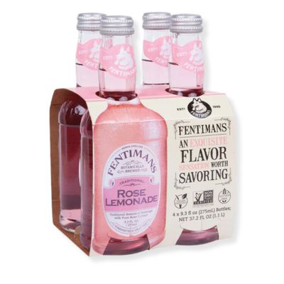 Fentimans Sparkling Rose Lemonade - Sparkling Pink Lemonade with Natural Ingredients &amp; Pure Rose Extract, Mixer, Craft Soda, Botanically Brewed Lemonade - 9.3 Fl Oz (Pack of 4)