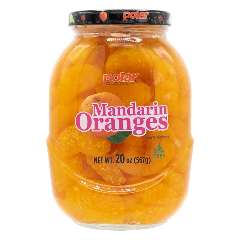 MW Polar Mandarin Oranges in Light Syrup, glass jar 20oz (Pack of 6)