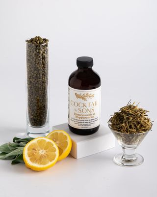 Cocktail &amp; Sons | Honeysuckle &amp; Peppercorns Syrup | Alcohol-Free Simple Syrup for Cocktails | Ideal for Margarita, Paloma &amp; Whiskey Sour | Cocktail Mixer, Zero Proof Cocktail