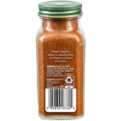 Simply Organic Chili Powder, 2.89-Ounce 3-Pack, Organic Powdered Chili Peppers, No Artificial Flavors or Colors, Kosher