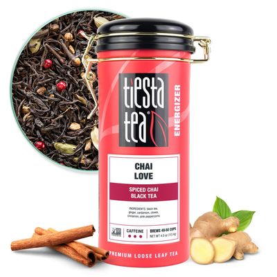 Tiesta Tea - Chai Love Tea | Spiced Chai Black Tea | Premium Loose Leaf Tea Blend | High Caffeinated Black Tea | Make Hot or Iced Tea &amp; Brews Up to 50 Cups - 4 Ounce Refillable Tin