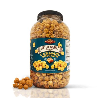 Stonehedge Farms Salted Caramel Flavored Popcorn | 32 oz Large Tub | Perfect for Holidays and Christmas | Bulk Gourmet Popped Sweet Snacks | Made in the USA
